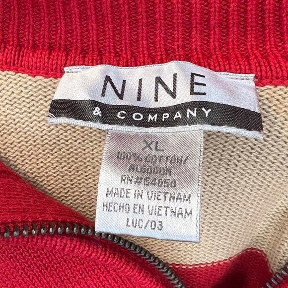 Nine & Company Sweater Women's Size XL Striped Knit Long Sleeve Cotton 1/4 Zip - Picture 6 of 6